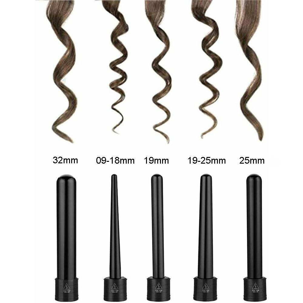 5 in 1 Hair Curler Wand Set Ceramic Styling Curling Iron Roller Barrel LED+Glove V201-GAA1902BL8AU