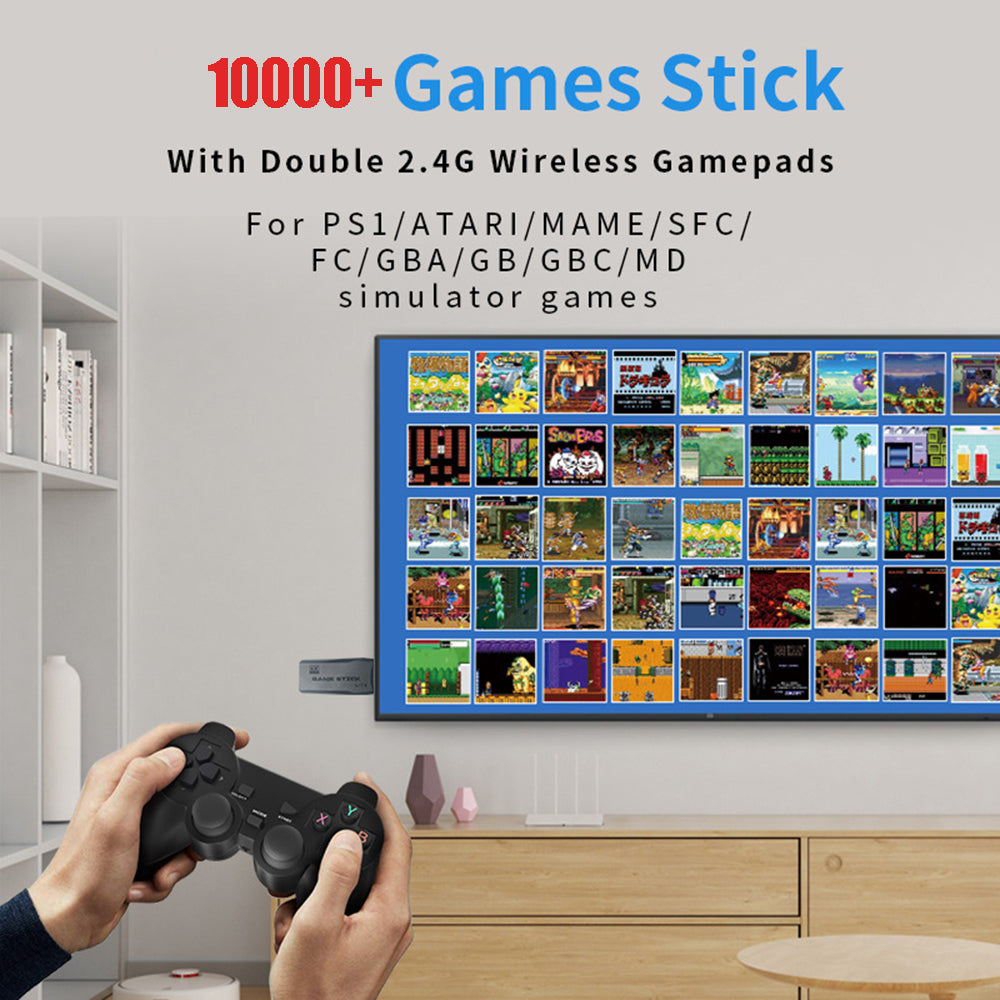64G 4K 10000+ Retro Games Stick TV Video Game Console HDMI 2 Wireless Controller V201-GAME1064BL8AU