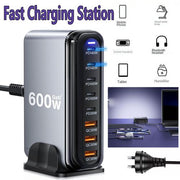 600W GaN3 8 Ports Fast Charging Station USB&Type-C for iPhone, Laptops, MacBook V201-GAN0600BL8AU