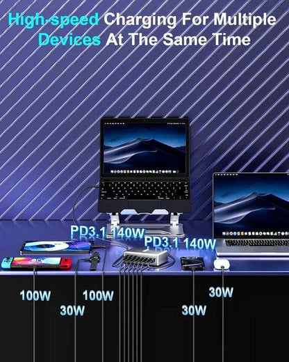 600W GaN3 8 Ports Fast Charging Station USB&Type-C for iPhone, Laptops, MacBook V201-GAN0600BL8AU
