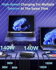600W GaN3 8 Ports Fast Charging Station USB&Type-C for iPhone, Laptops, MacBook V201-GAN0600BL8AU