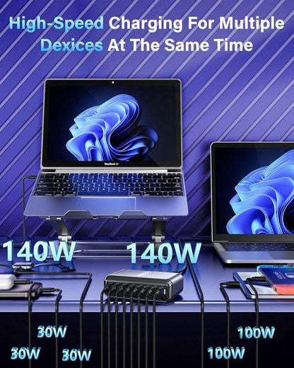 600W GaN3 8 Ports Fast Charging Station USB&Type-C for iPhone, Laptops, MacBook V201-GAN0600BL8AU