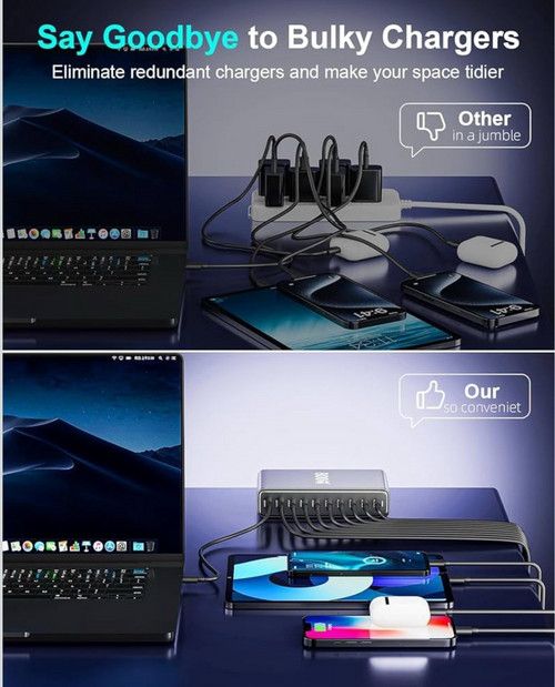 1000W GaN Fast Charging Station 10Ports USB&Type-C for iPhone, Laptops, MacBook V201-GAN1000BL8AU