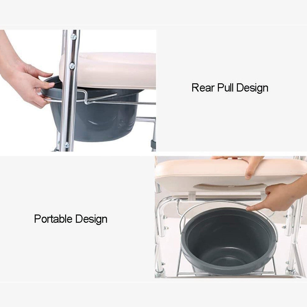 Mobile Shower Toilet Commode Chair Bathroom Aluminum Bedside Footrest Wheelchair V201-GBA0581WH8AU