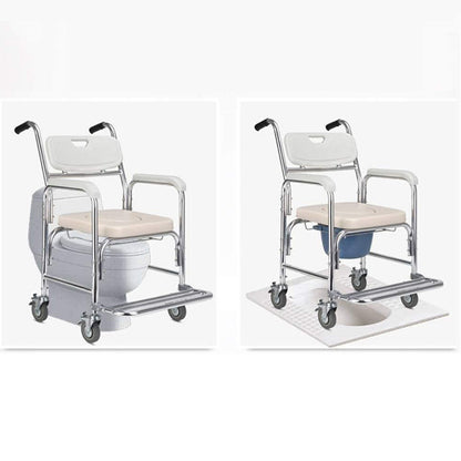 Mobile Shower Toilet Commode Chair Bathroom Aluminum Bedside Footrest Wheelchair V201-GBA0581WH8AU