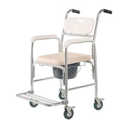 Mobile Shower Toilet Commode Chair Bathroom Aluminum Bedside Footrest Wheelchair V201-GBA0581WH8AU