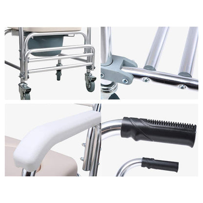 Mobile Shower Toilet Commode Chair Bathroom Aluminum Bedside Footrest Wheelchair V201-GBA0581WH8AU