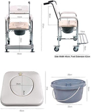 Mobile Shower Toilet Commode Chair Bathroom Aluminum Bedside Footrest Wheelchair V201-GBA0581WH8AU