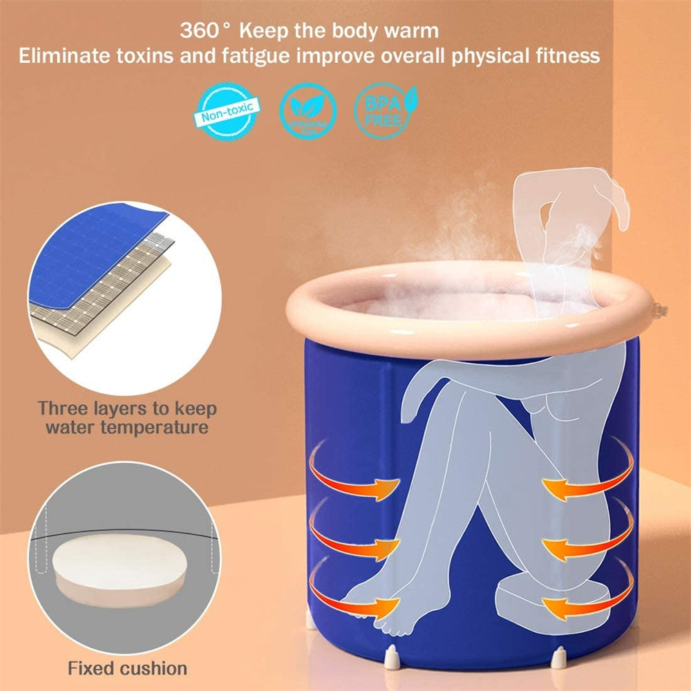 Portable Bathtub Bath Tub Folding Bathtub Portable PVC Water Tub Spa Bath Tub V201-HB001DB-AU