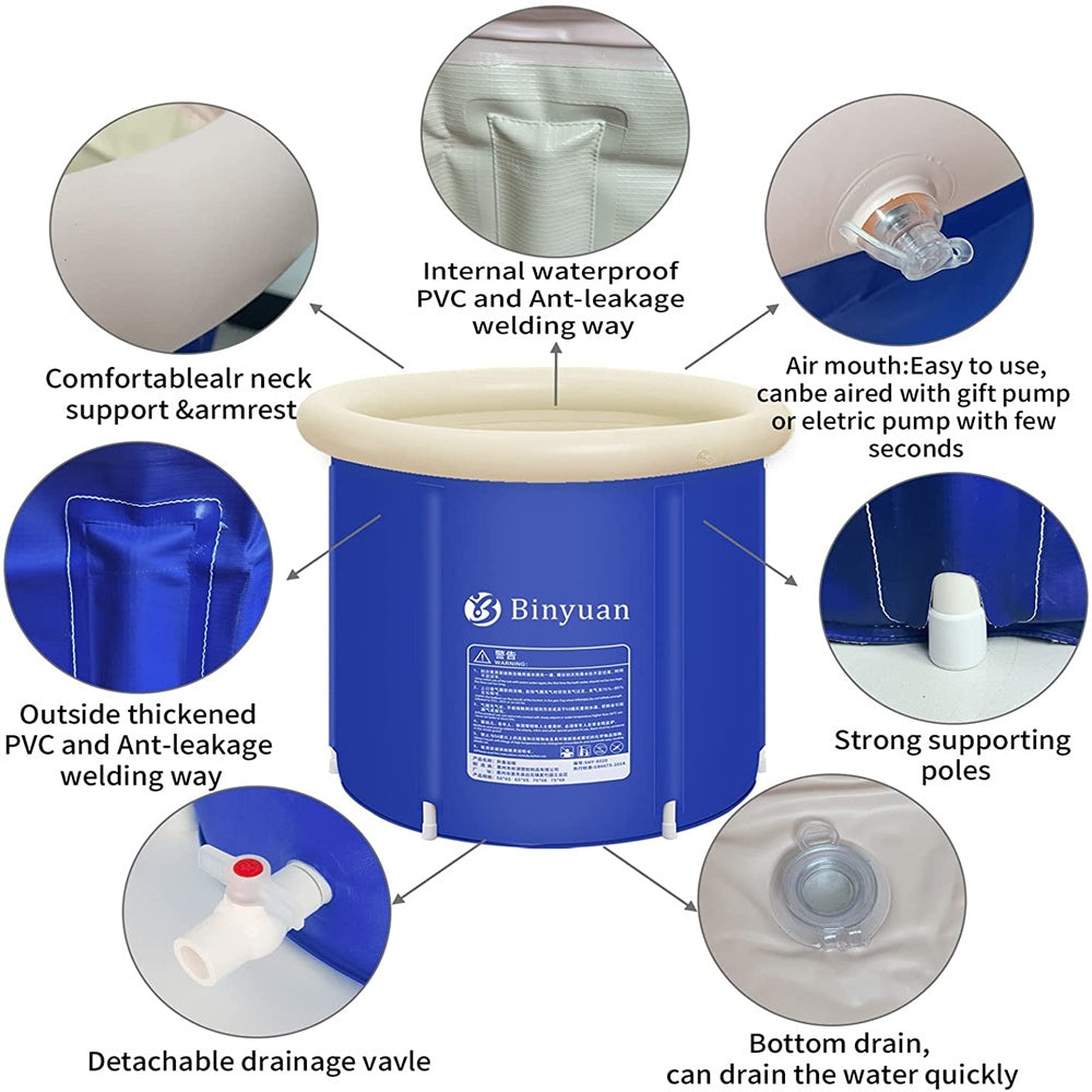 Portable Bathtub Bath Tub Folding Bathtub Portable PVC Water Tub Spa Bath Tub V201-HB001DB-AU