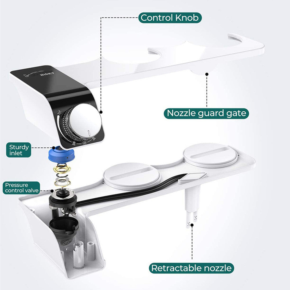 Toilet Bidet Seat Dual Nozzles Bidet Non Electric Toilet Water Sprayer Bathroom V201-HB02BL-AU-2M