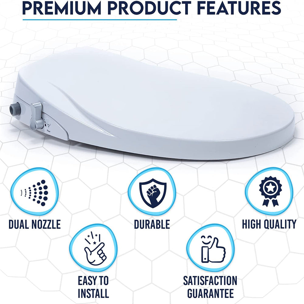 Non Electric Bidet Toilet Seat O Cover Bathroom Dual Nozzle Spray Water Wash V201-HB04OWH-AU