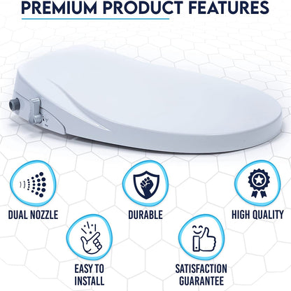 Non Electric Bidet Toilet Seat O Cover Bathroom Dual Nozzle Spray Water Wash V201-HB04OWH-AU