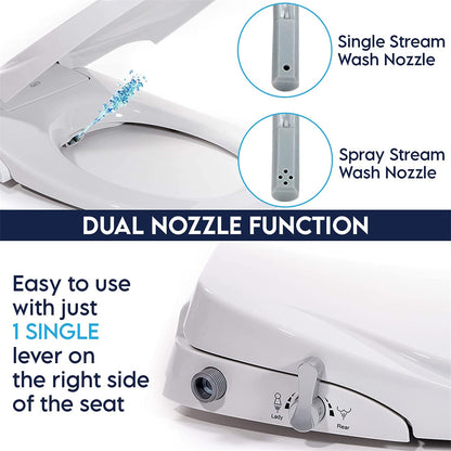Non Electric Bidet Toilet Seat O Cover Bathroom Dual Nozzle Spray Water Wash V201-HB04OWH-AU