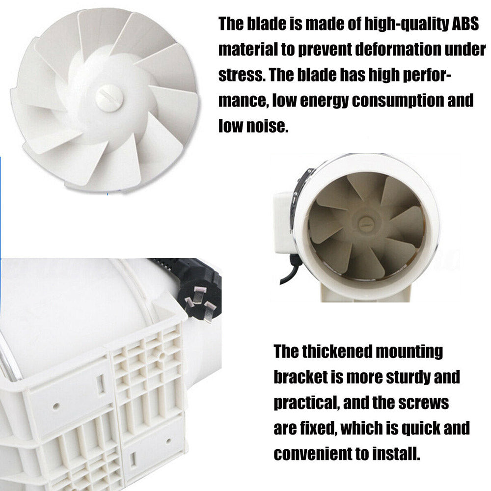 4'' Extractor Fan Duct Hydroponic Inline Exhaust Vent Industrial V201-HBZ0110WH8AU