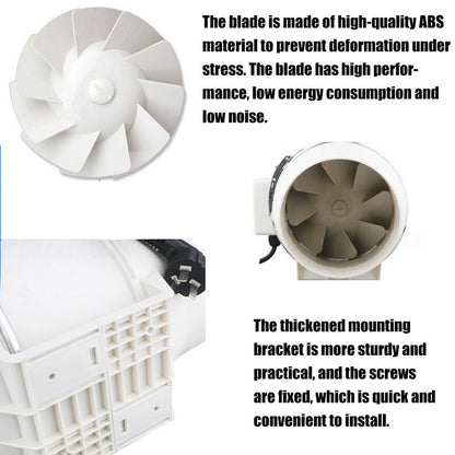 4'' Extractor Fan Duct Hydroponic Inline Exhaust Vent Industrial V201-HBZ0110WH8AU