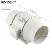 6'' Extractor Fan Duct Hydroponic Inline Exhaust Vent Industrial V201-HBZ0111WH8AU