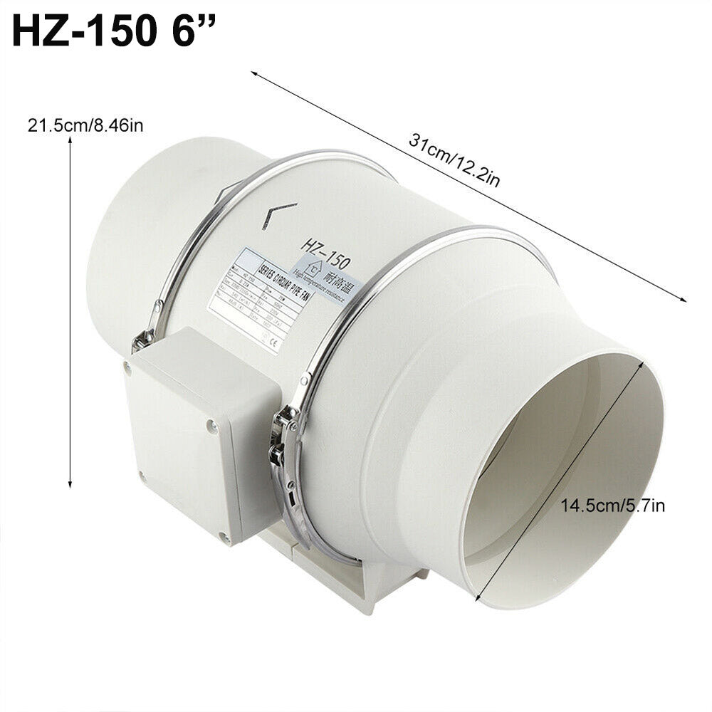 6'' Extractor Fan Duct Hydroponic Inline Exhaust Vent Industrial V201-HBZ0111WH8AU