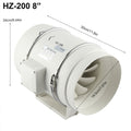 8" Inch Silent Extractor Fan Duct Hydroponic Inline Exhaust Vent Industrial V201-HBZ0112WH8AU