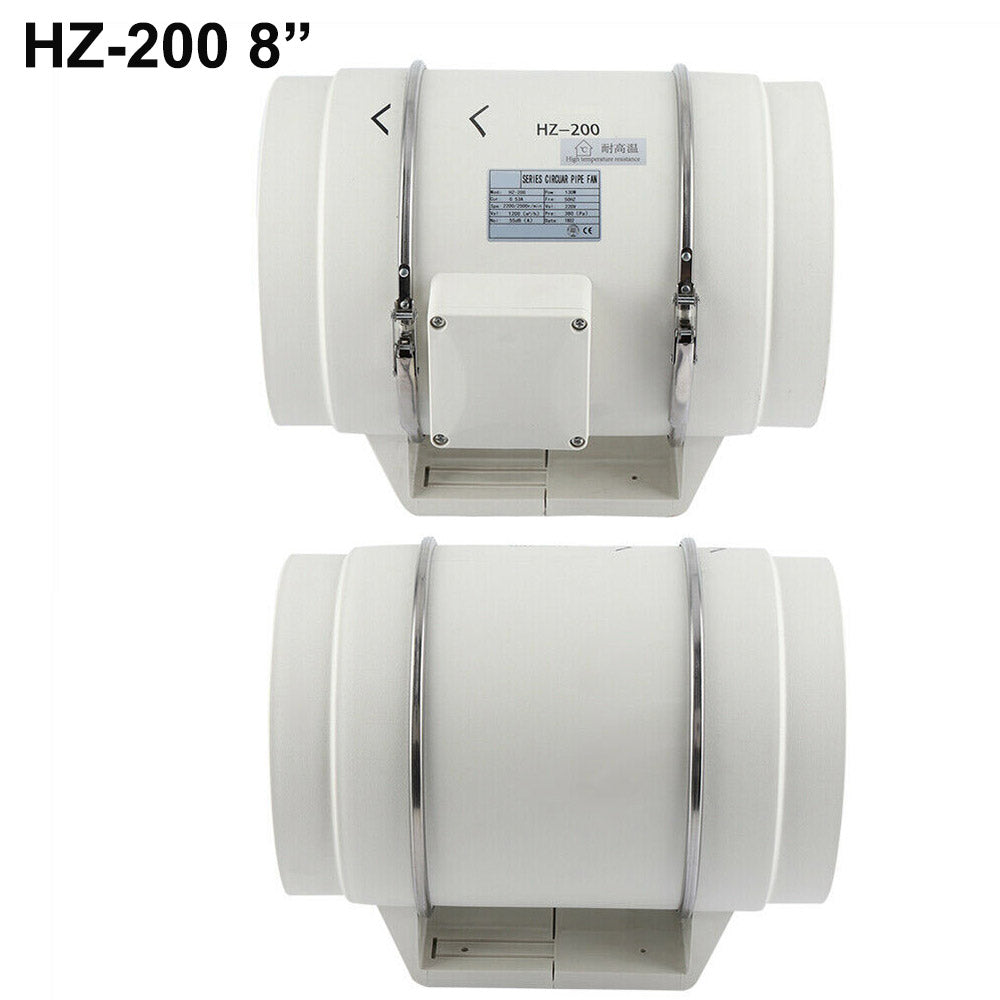 8" Inch Silent Extractor Fan Duct Hydroponic Inline Exhaust Vent Industrial V201-HBZ0112WH8AU