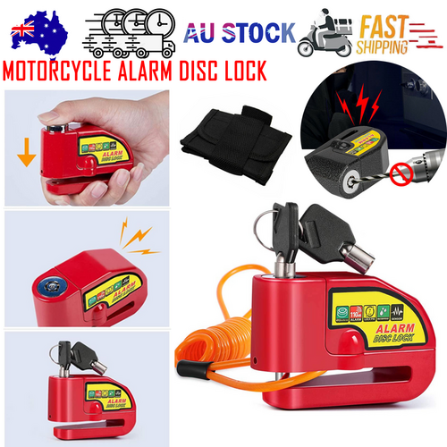 Motorcycle Alarm Disc Lock Motor Bike Brake Security Electric Rotor Bike Lock RED V201-HBZ1110RE8AU