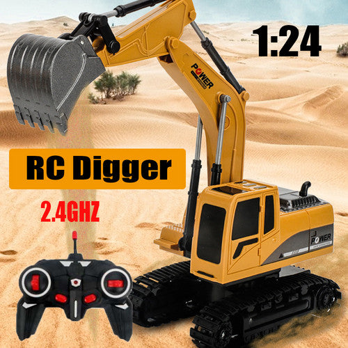 1:24 RC Digger Remote Control Excavator Construction Truck Vehicle RC Toys 6CH V201-HBZ1246YL8AU