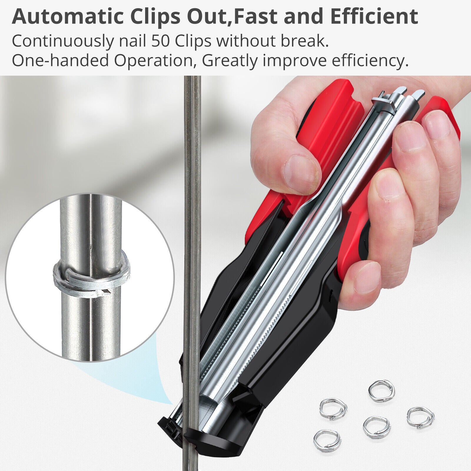 Hog Ring Gun C Clip Auto Feed Nailer Pliers+2500pcs Galvanised Steel Hogring Set V201-HBZ2500RE8AU