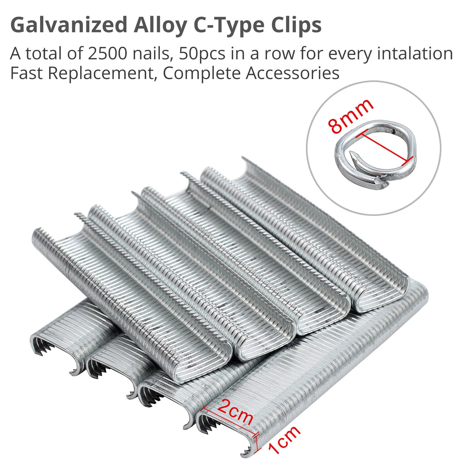 Hog Ring Gun C Clip Auto Feed Nailer Pliers+2500pcs Galvanised Steel Hogring Set V201-HBZ2500RE8AU