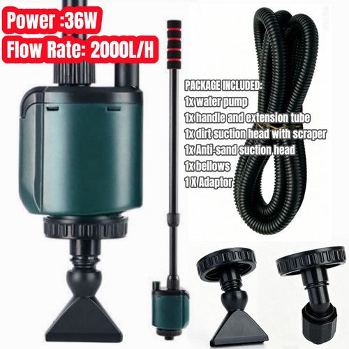 Electric Aquarium Vacuum Cleaner – 2000L/H 36W Siphon Pump for Water Change AU