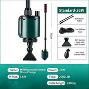 Electric Aquarium Vacuum Cleaner – 2000L/H 36W Siphon Pump for Water Change AU