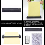 Wireless Tattoo Transfer Printer Portable Machine Clear Transfer Stencil Printer Black V201-HLWS009-BLACK