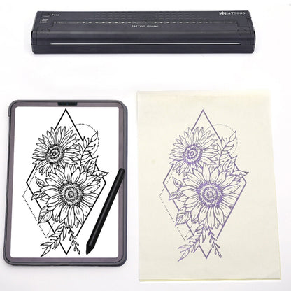 Wireless Tattoo Transfer Printer Portable Machine Clear Transfer Stencil Printer Black V201-HLWS009-BLACK