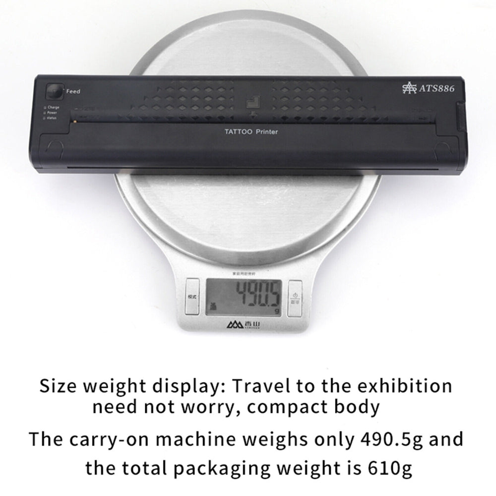 Wireless Tattoo Transfer Printer Portable Machine Clear Transfer Stencil Printer Black V201-HLWS009-BLACK