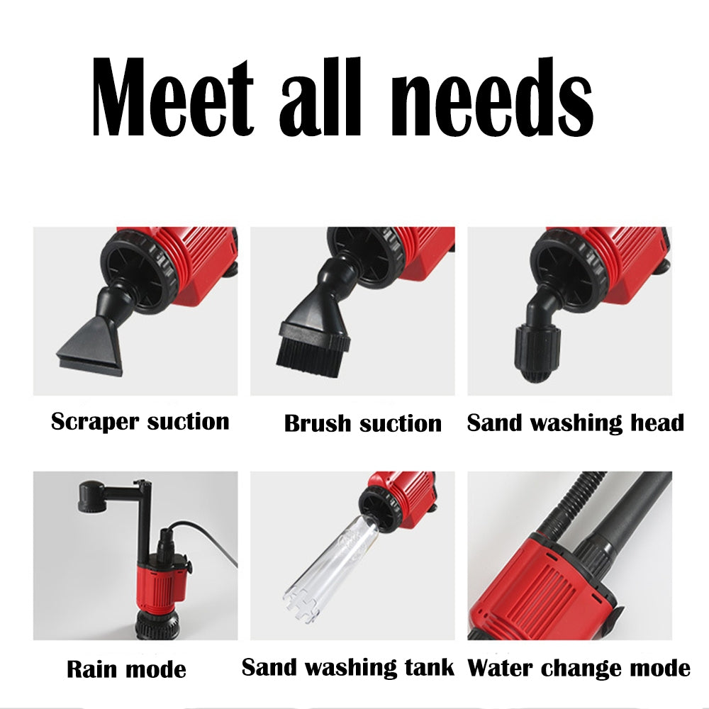 Aquarium Electric Siphon Pump Vacuum Cleaner Fish Tank Clean Water Change Gravel V201-HLYG001-BLACK