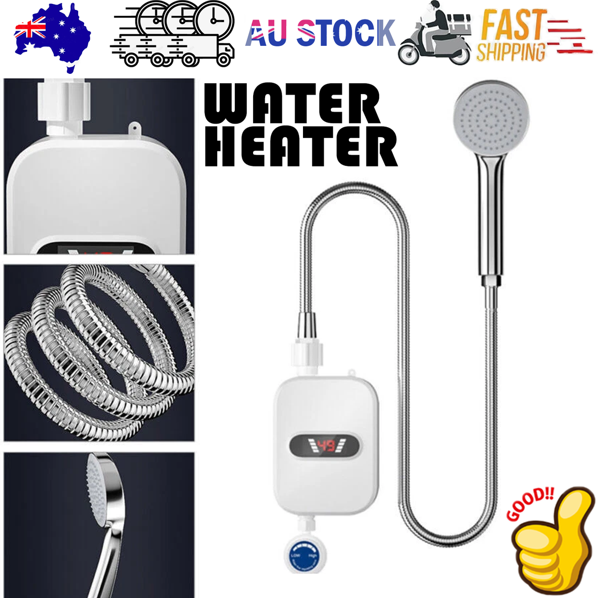 Mini Electric Instant Tankless Hot Water Heater Under Sink Shower Water System V201-HS001WH-AU