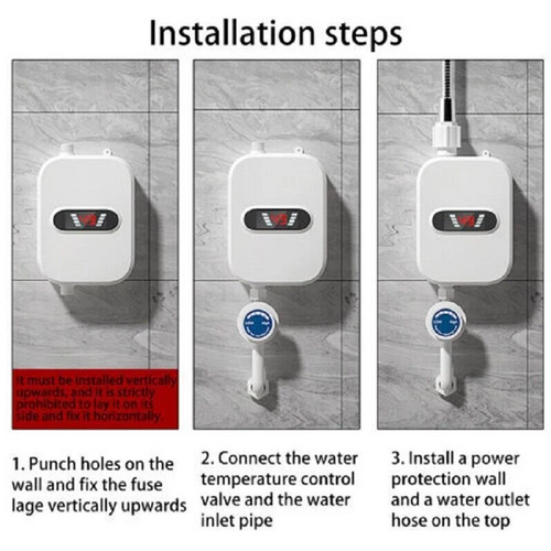 Mini Electric Instant Tankless Hot Water Heater Under Sink Shower Water System V201-HS001WH-AU