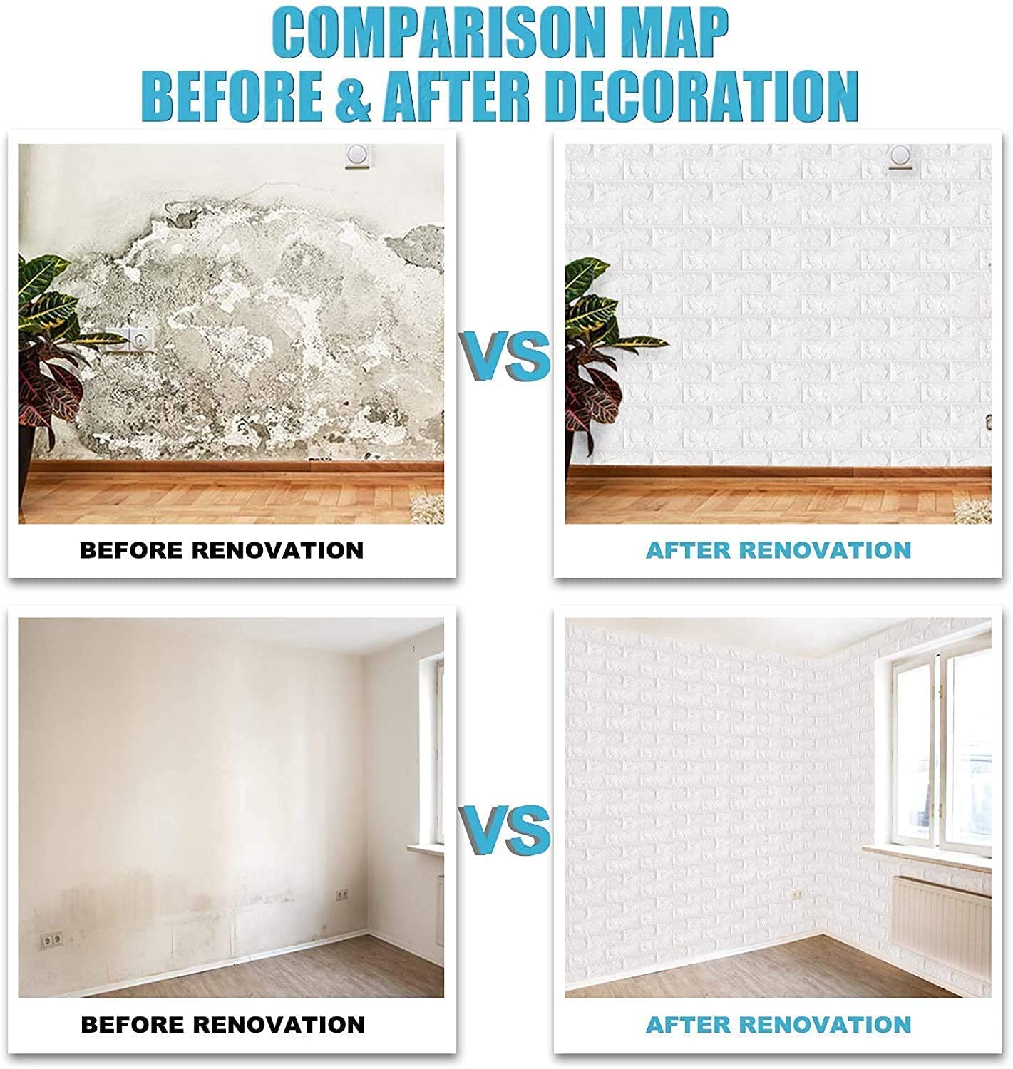 70CMx10M 3D Wall Paper Panel Foam Brick Self Adhesive Waterproof Wallpaper Sticker V201-HW01WH-10M-AU