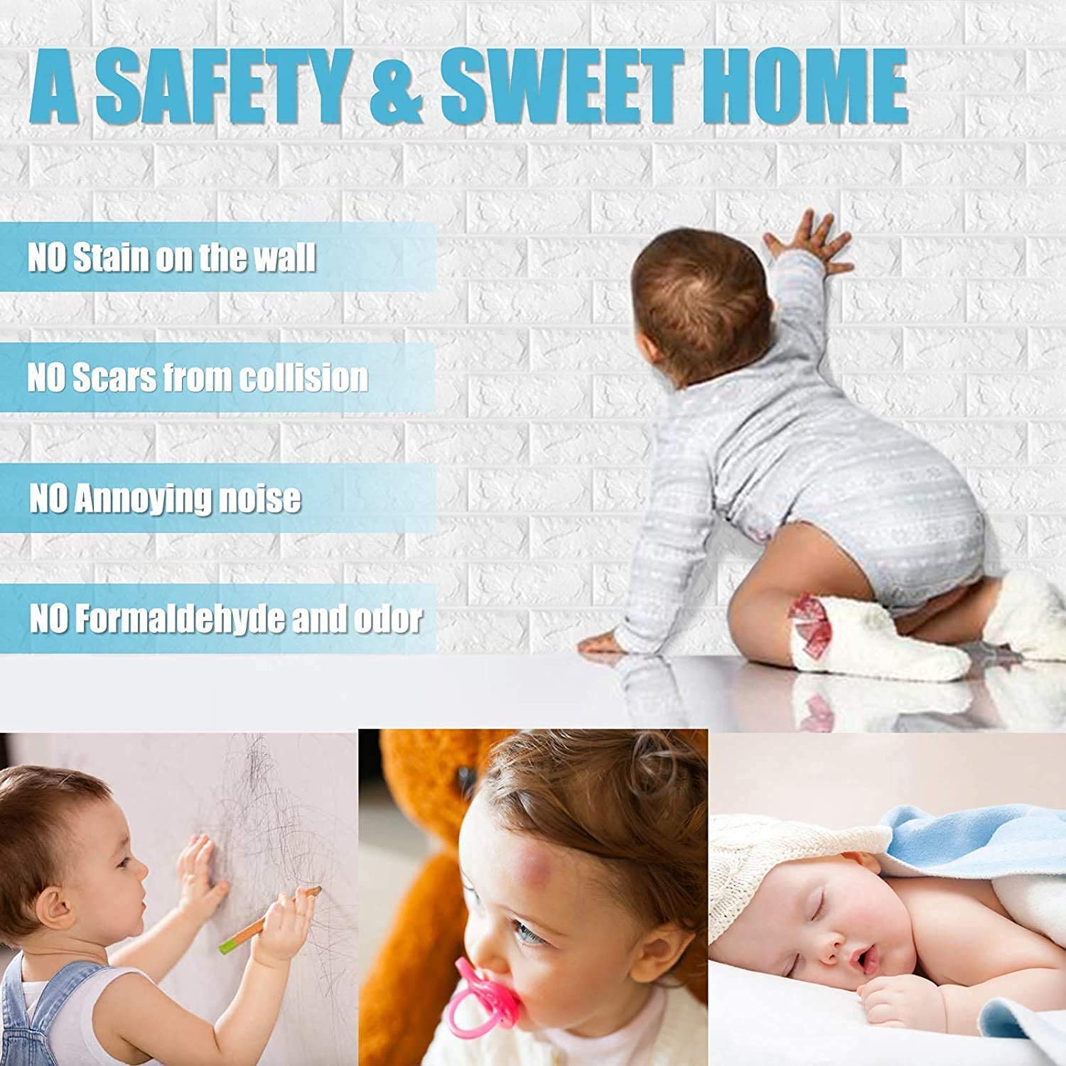 70CMx10M 3D Wall Paper Panel Foam Brick Self Adhesive Waterproof Wallpaper Sticker V201-HW01WH-10M-AU
