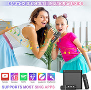 Black Karaoke Machine with 2 Wireless Microphones Bluetooth-Compatible 5.0 for Parties V201-IAA2032BL8AUA