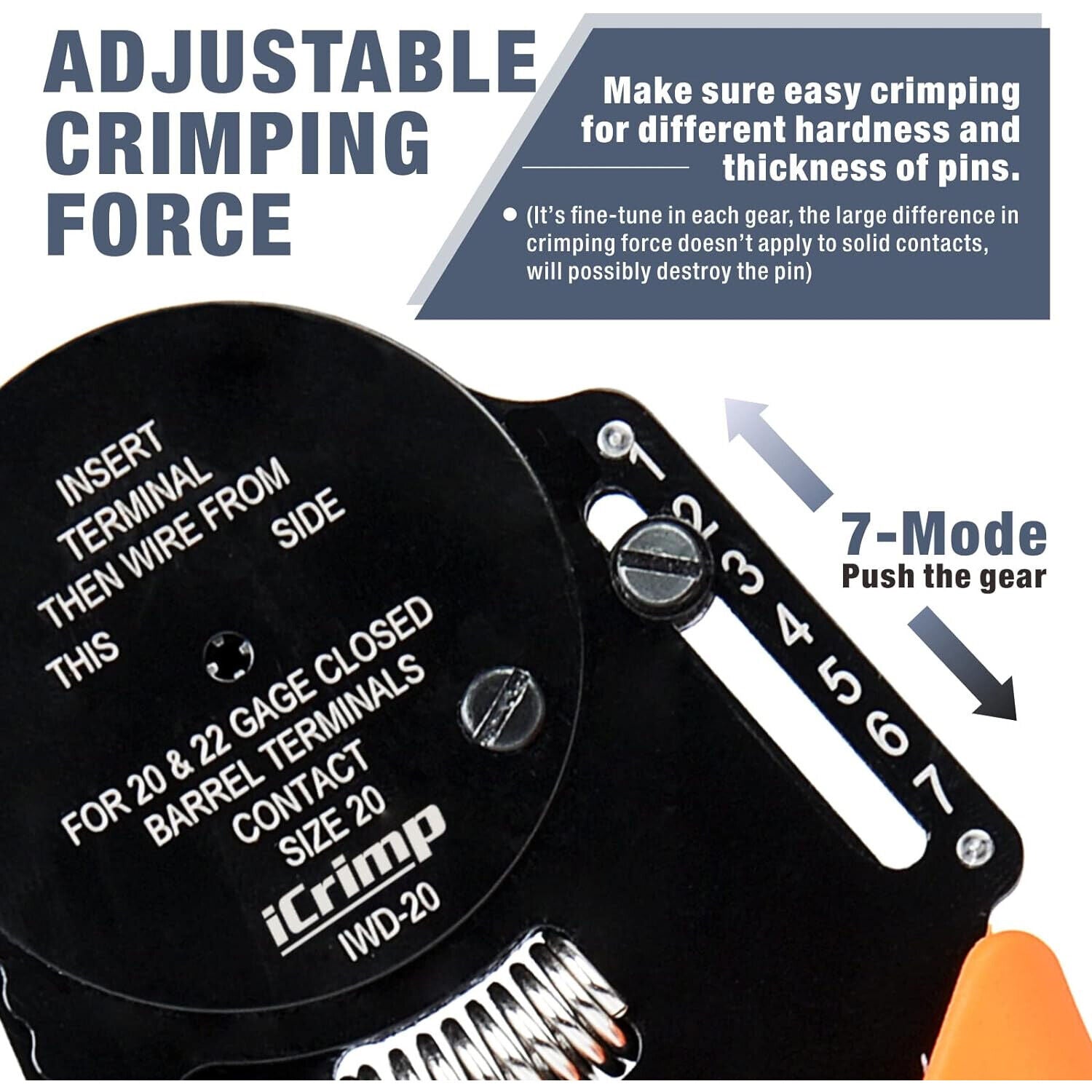 DT20 Crimper 4 Way Indent,8 Impression iCrimp Closed Barrel Type Deutsch Crimper V201-IWD0020BL8AU