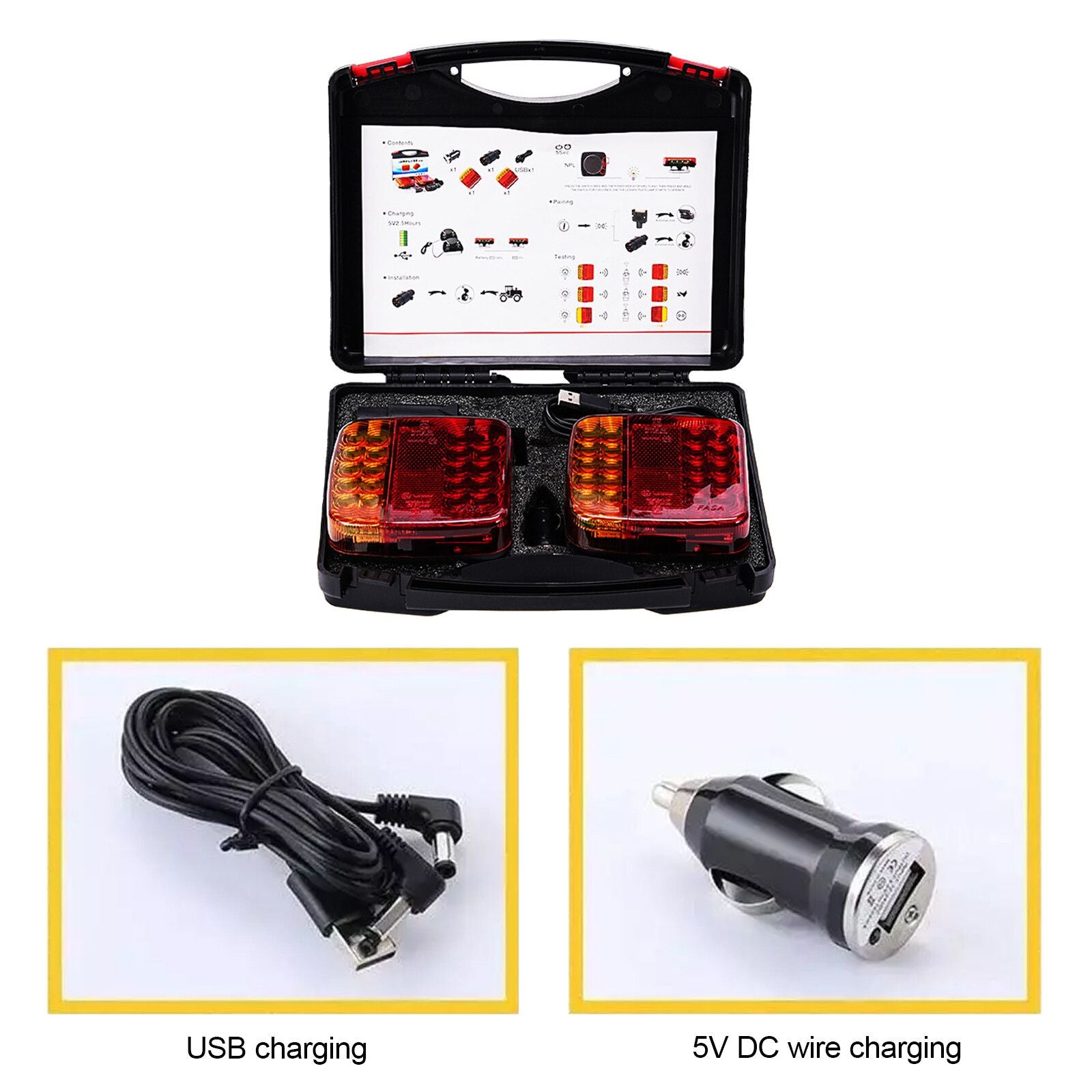 2X 7Pin LED Magnetic Wireless Trailer-TailLight Kit For Trailer Truck Automotive V201-LED-RY--C-AU