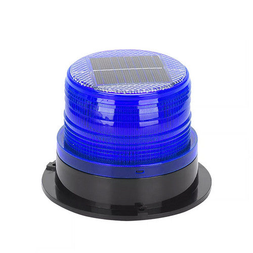 Solar Powered LED Flashing Beacon Light, 12-24V Amber Emergency Magnetic Warning Blue V201-LED0016BU8AUA