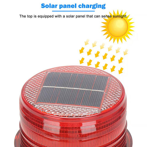 Solar Powered LED Flashing Beacon Light, 12-24V Amber Emergency Magnetic Warning Red V201-LED0016RE8AUA