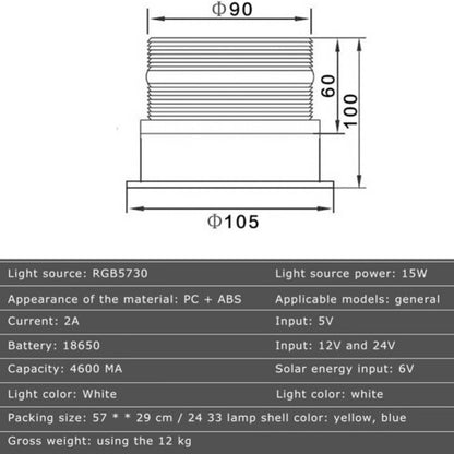 Solar Powered LED Flashing Beacon Light, 12-24V Amber Emergency Magnetic Warning Red V201-LED0016RE8AUA