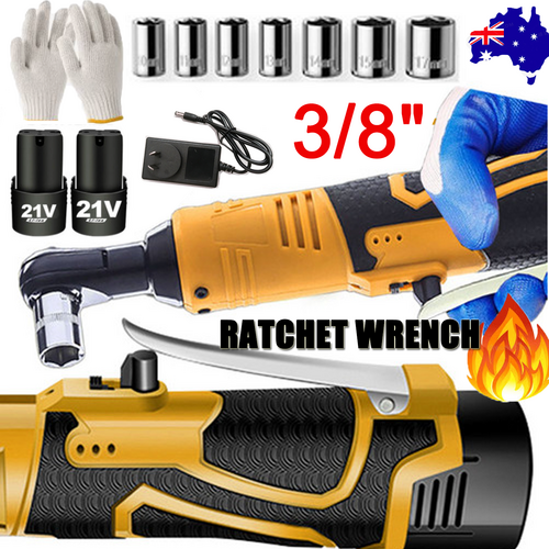 21V 3/8'' 100N.m Electric Right Angle Ratchet Wrench Charger+ 2 Battery V201-LI0090YL8AU
