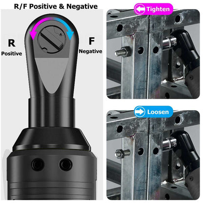 21V 3/8'' 100N.m Electric Right Angle Ratchet Wrench Charger+ 2 Battery V201-LI0090YL8AU