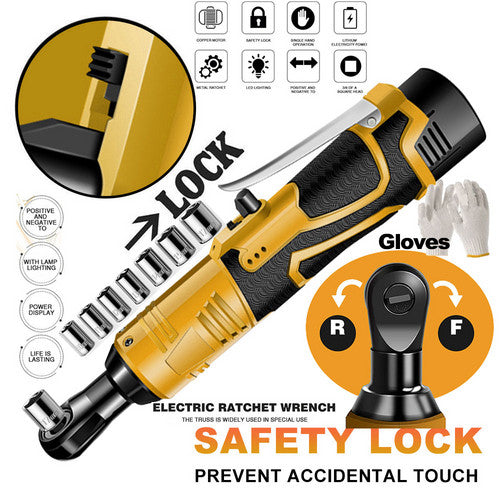 21V 3/8'' 100N.m Electric Right Angle Ratchet Wrench Charger+ 2 Battery V201-LI0090YL8AU