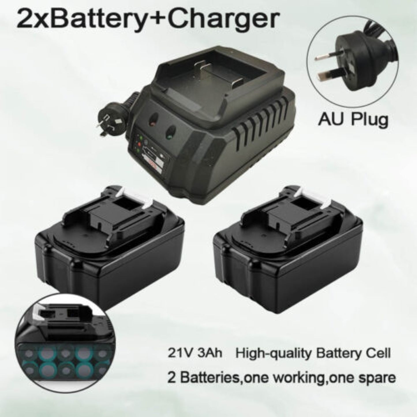 Brushless Cordless Angle Grinder With 2x Li-ion Battery Charger 125mm Combo Kit V201-LI0125BU8AU2