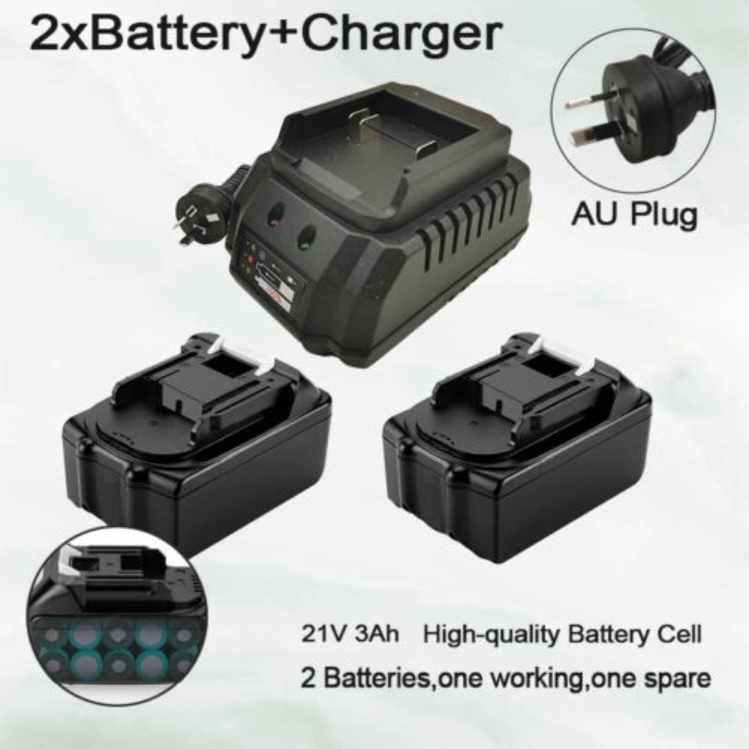 Brushless Cordless Angle Grinder With 2x Li-ion Battery Charger 125mm Combo Kit V201-LI0125BU8AU2