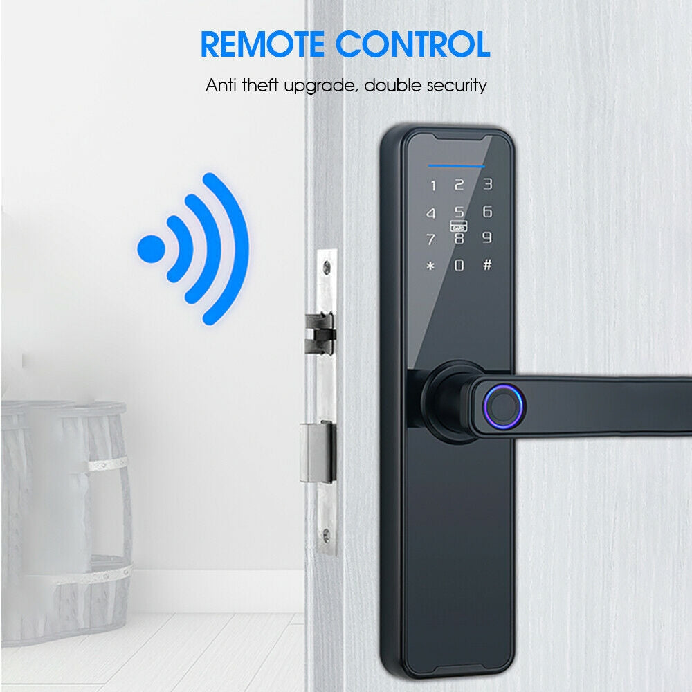 Digital Smart Door Lock Fingerprint APP Key Card Password Electronic Home Lock V201-LOCK290BL8AU
